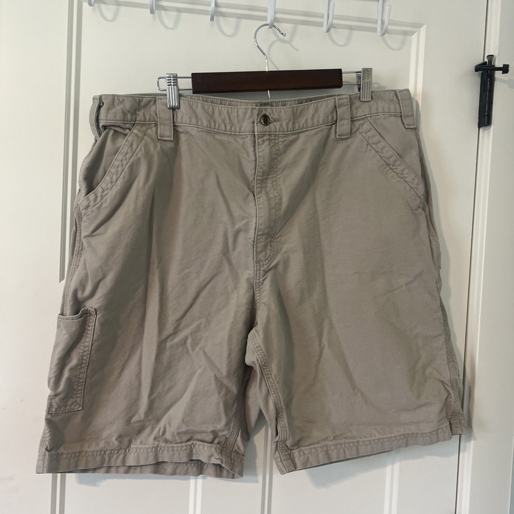 Carhartt B24 TAN Mens Canvas Work Shorts Tan Original Fit Size 42 Utility Cargo